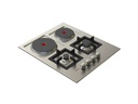 60 cm Jeweline Hob, 2 Gas Burners + 2 Electric Plates. Cast Iron Support.Side Knobs