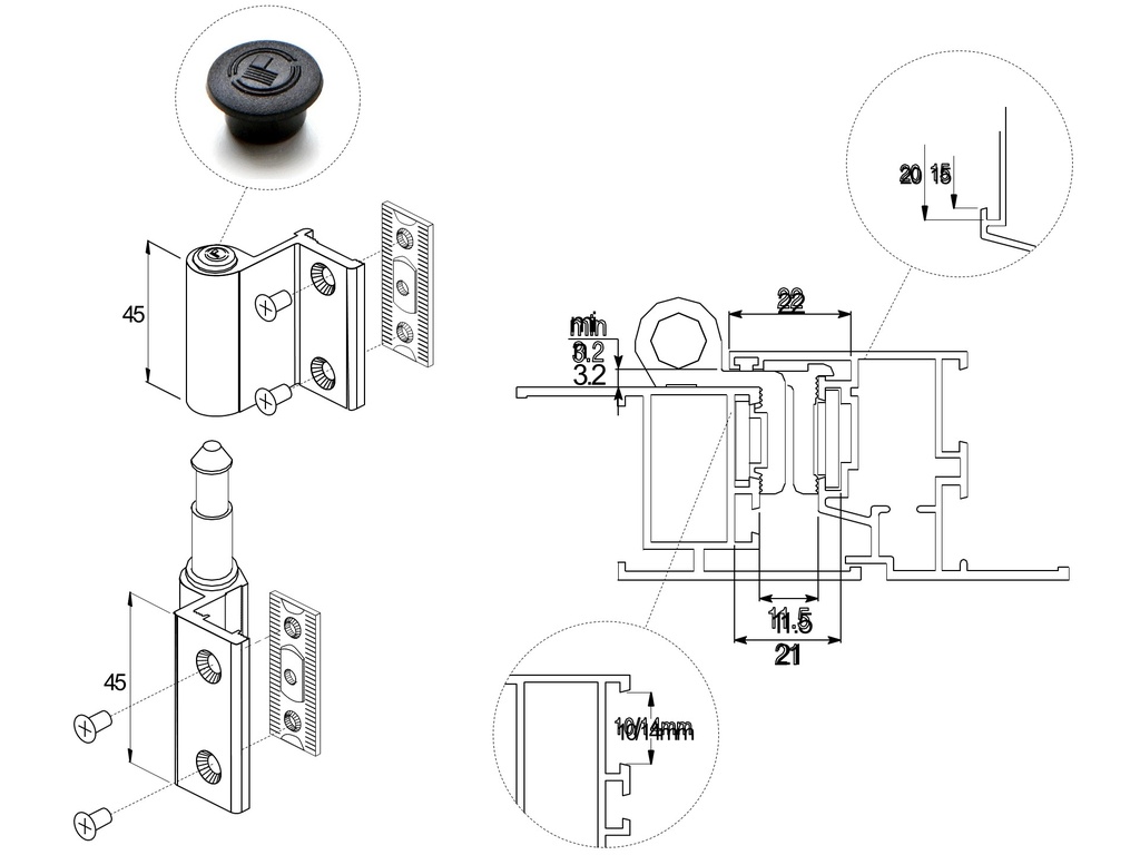 Wing hinge for windows