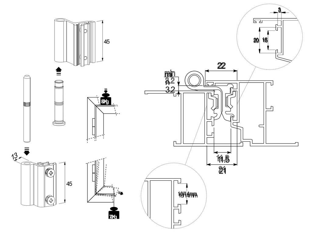 Rapid Hinge for Maxima doors and windows