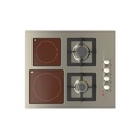 60 cm Jeweline Hob, 2 Gas Burners + 2 Ceramic Plates. Cast Iron Support.Side Knobs