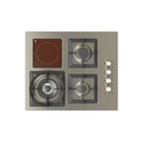 60 cm Jeweline Hob, 3 Gas Burners + 1 Ceramic Plate. Cast Iron Support. Side Knobs