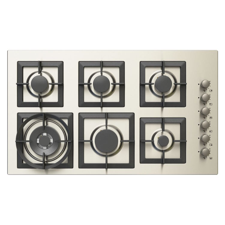 90 cm Jeweline Hob, 6 Gas Burners. Cast Iron Support - Side Knobs