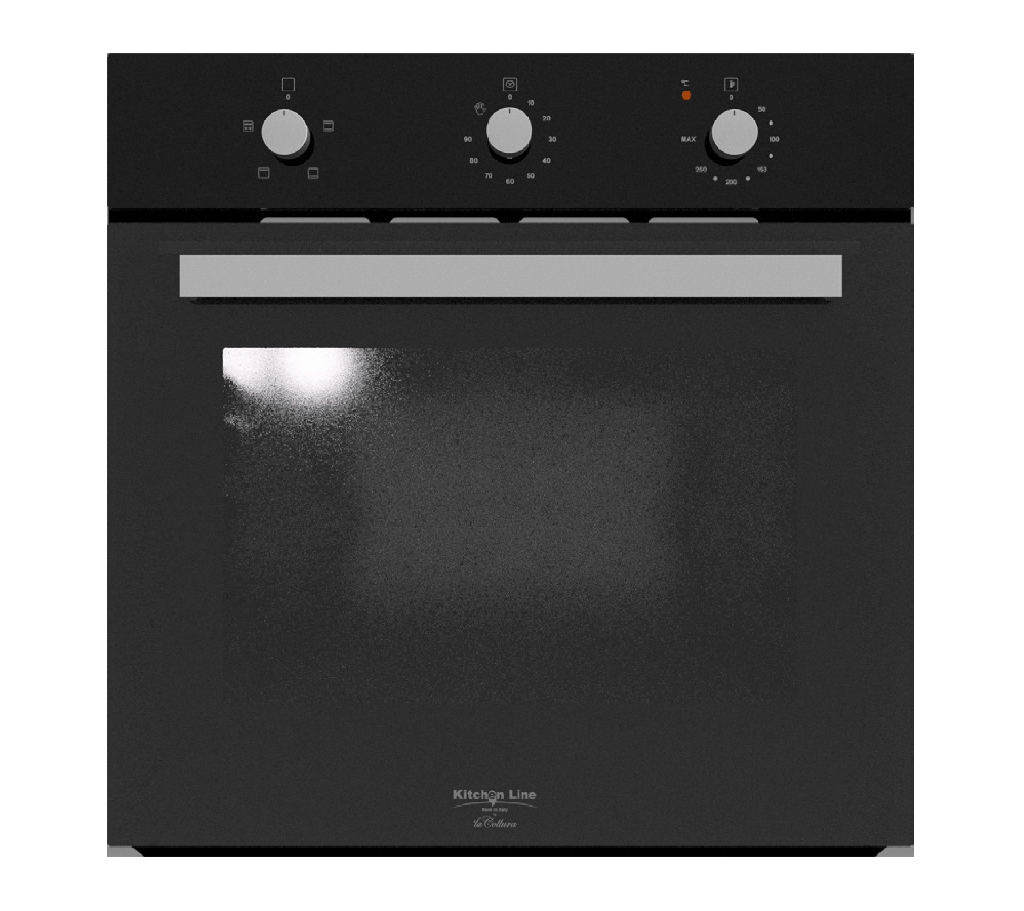 Electric Oven 60 cm, 4 Cooking Functions, Black Frameless