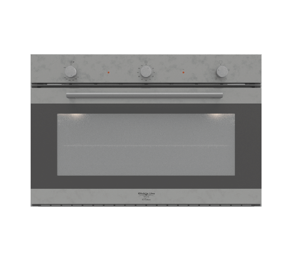 Gas Oven 90 cm with Electric Grill, 2 Cooking Functions, Inox-Black