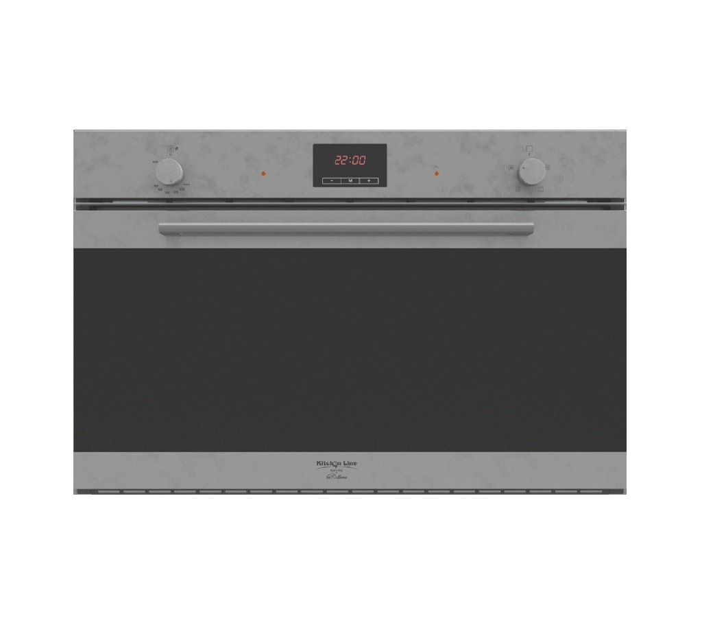 Gas Oven 90 cm with Electric Grill, 4 Cooking Functions, Inox-Black (Double Fan)