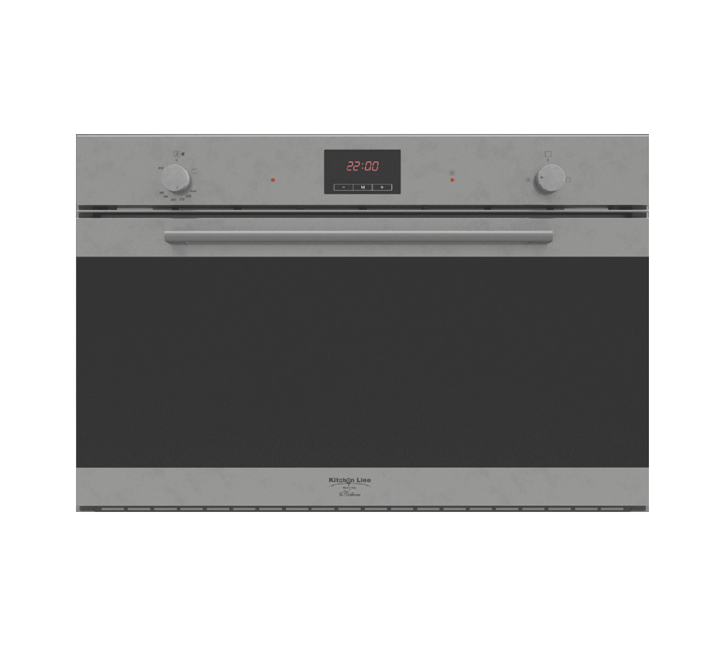 Gas Oven 90 cm with Gas Grill, 4 Cooking Functions, Inox-Black (Double Fan)