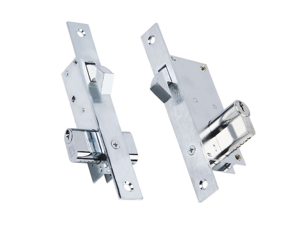 Security sliding door Hook bolt lock 16mm with oval cylinder 54mm nickel
